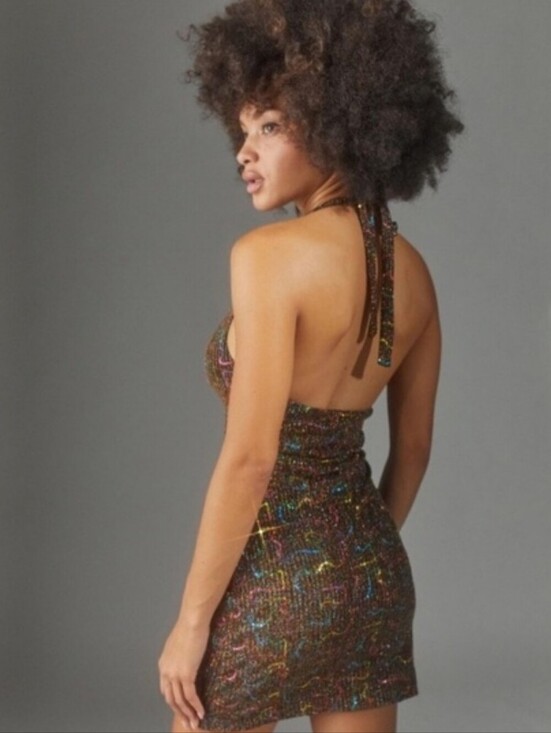 Urban Outfitters Dresses & Skirts - NWT Urban Outfitters Gemma Sparkly Halter Mini Dress XS